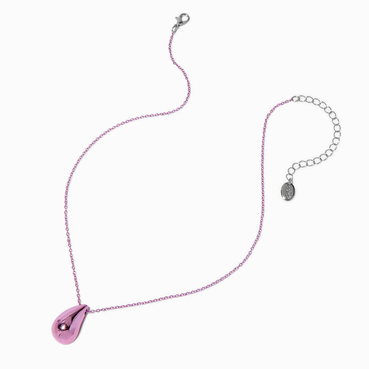 Purple Anodized Teardrop Pendant Necklace,