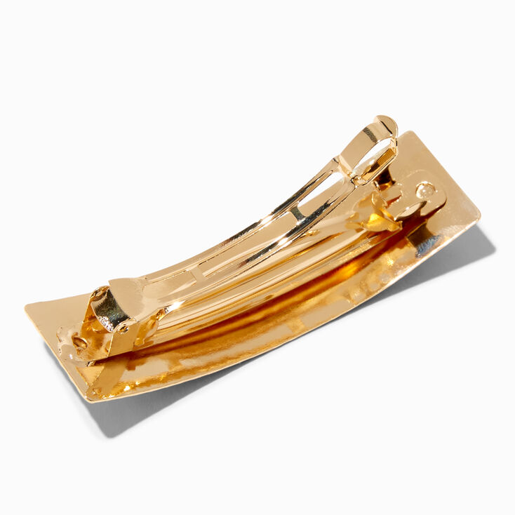Gold Hammered Rectangle Bar Hair Barrette Clip,