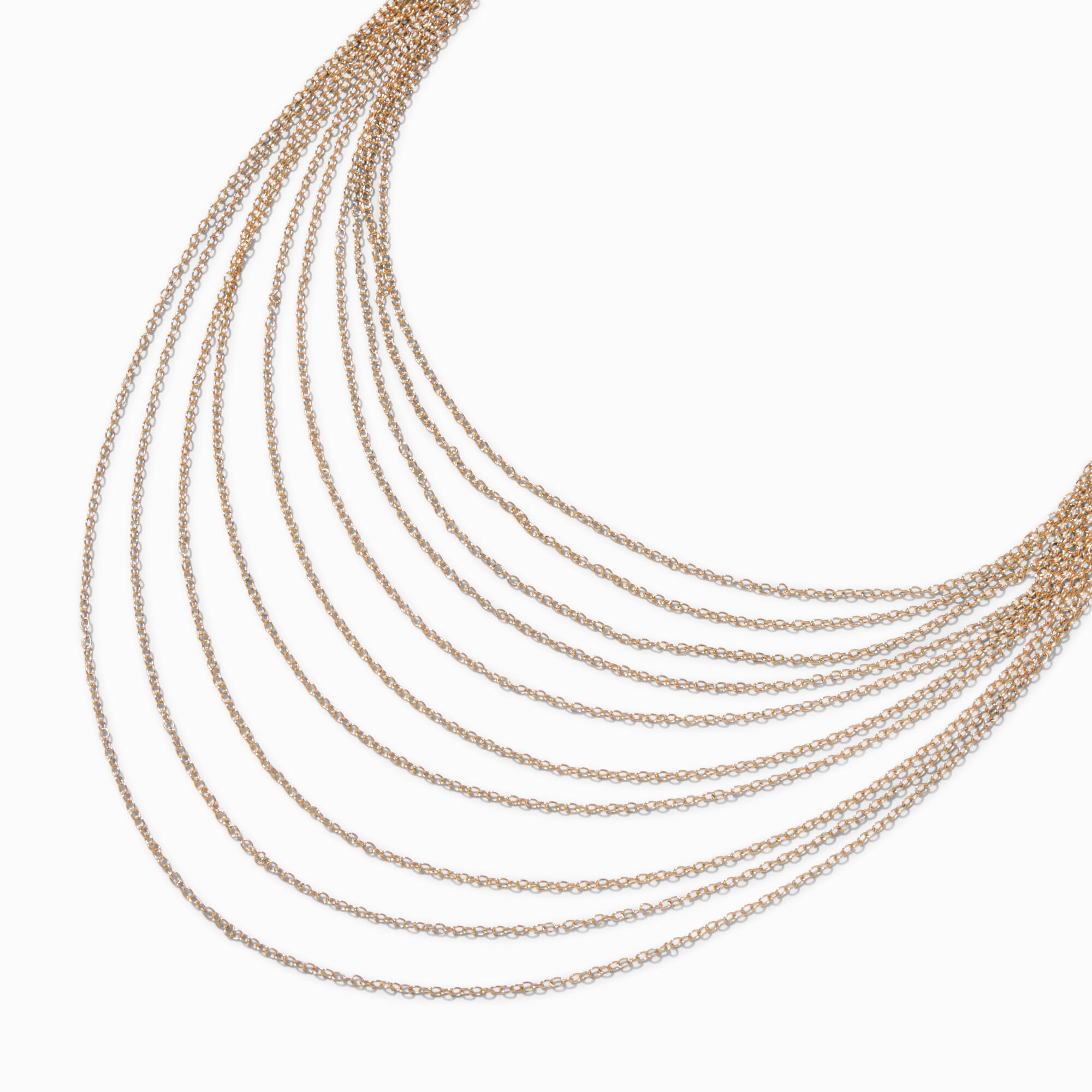 View Claires Tone Draped Chain MultiStrand Necklace Gold information