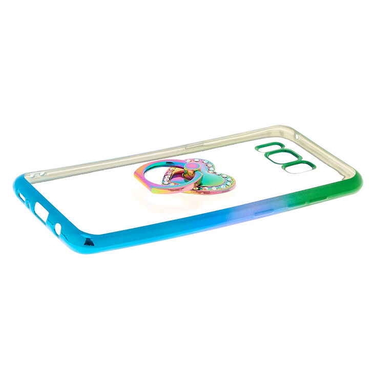 Coque de portable avec anneau de support c&oelig;ur anodis&eacute;e - Compatible avec Samsung Galaxy&nbsp;S8,