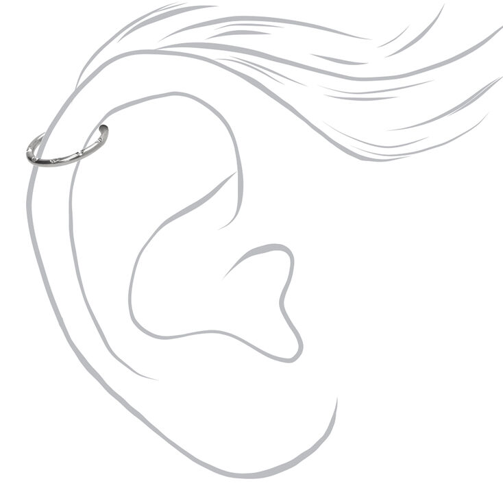 Silver-tone Titanium 16G Studded Cartilage Hoop Earring,