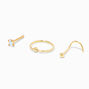 Gold-tone Stainless Steel Oval Ball Nose Jewellery - 3 Pack,