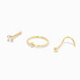 20G Gold-tone Stainless Steel Oval Ball Nose Jewelry - 3 Pack,