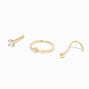 Gold-tone Stainless Steel Oval Ball Nose Jewelry - 3 Pack,