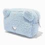 Trousse de maquillage en sherpa ours bleu,