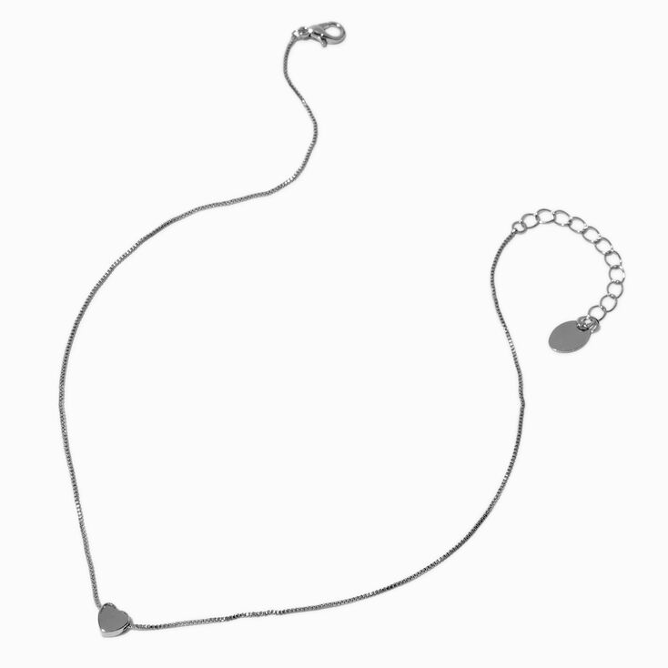 Silver-tone Mini Heart Slider Pendant Necklace,
