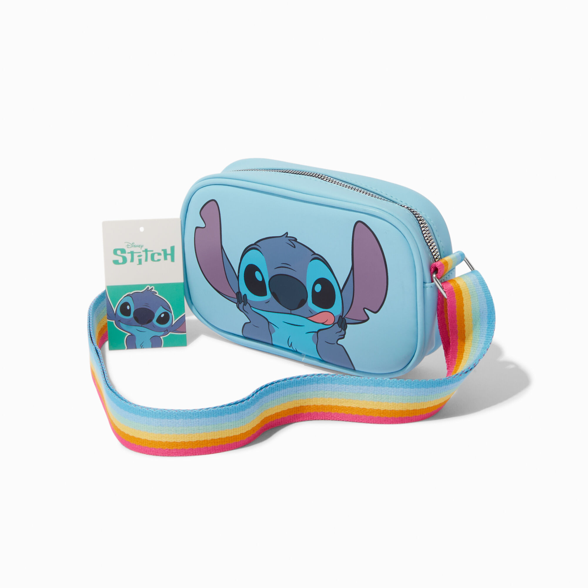 View Claires Disney Stitch Crossbody Bag Rainbow information