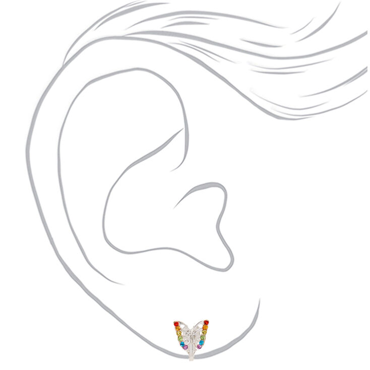 Rainbow Butterfly Clip-On Earrings,