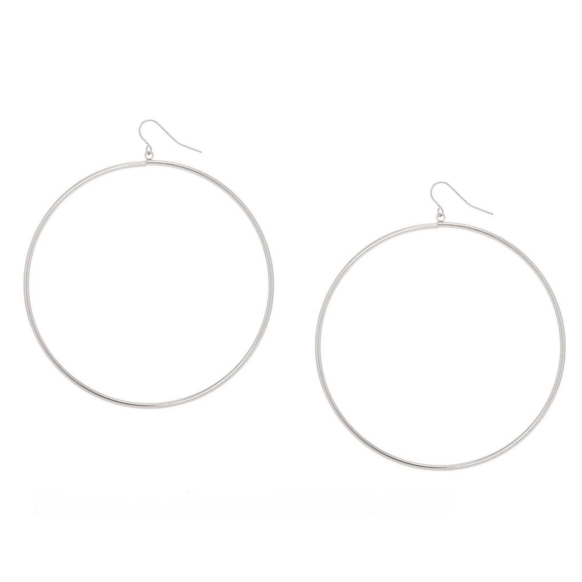 Silver 80mm Hoop Drop Earrings Claire S Silver 80mm Hoop Drop Earrings