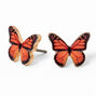 Gold Monarch Butterfly Stud Earrings - Orange,