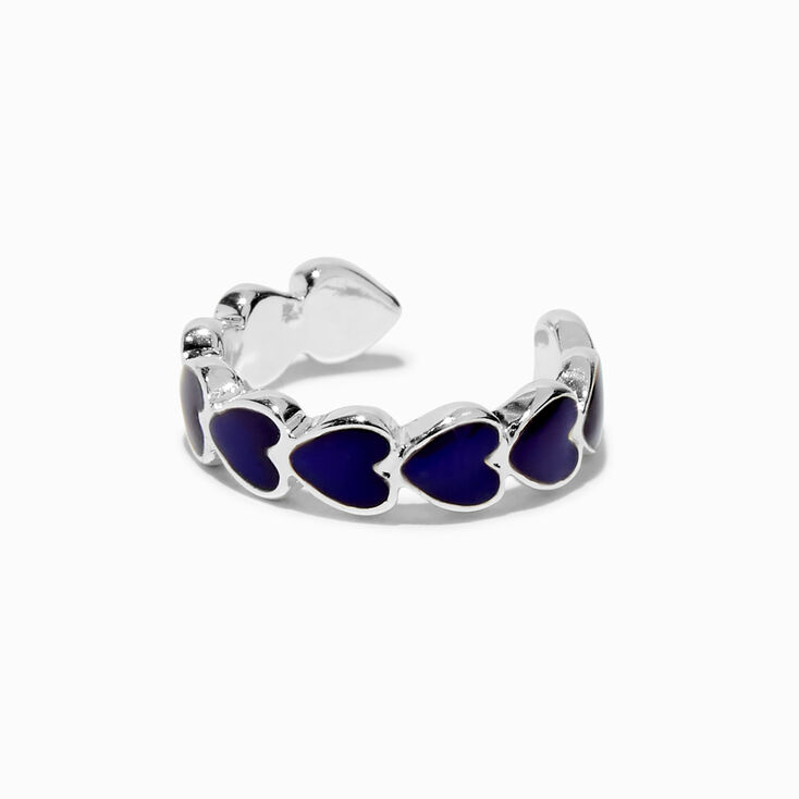 Bague d&rsquo;humeur rang de c&oelig;urs couleur argent&eacute;e,