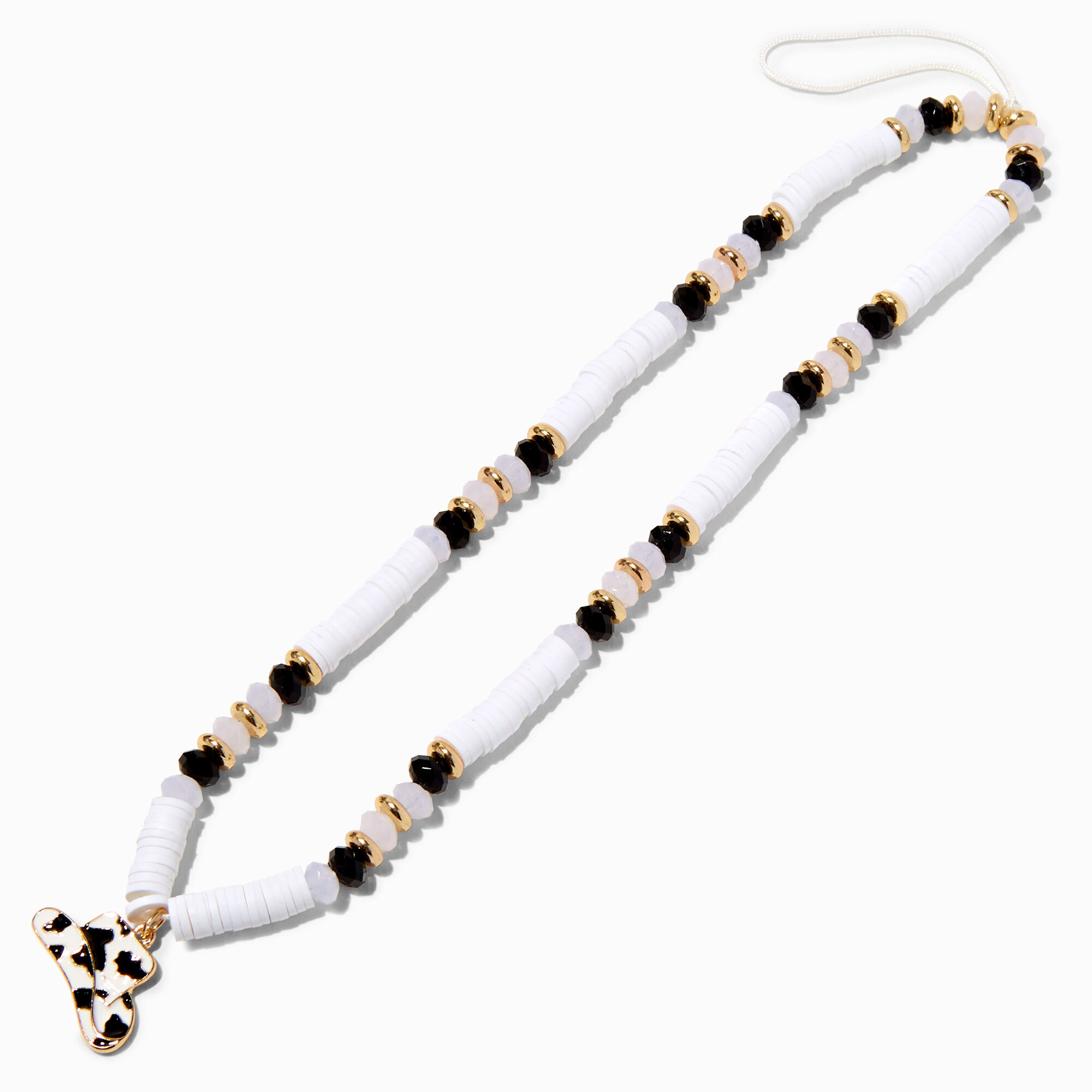 Cow Print Cowboy Hat Beaded Phone Wrist Strap,