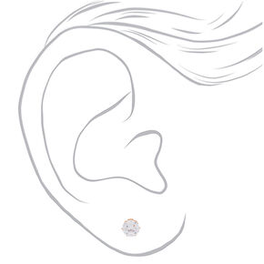 Clous d&rsquo;oreilles ronds avec strass en zircon cubique d&rsquo;imitation couleur dor&eacute; rose - 8&nbsp;mm,