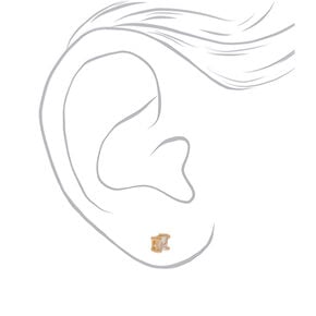 Gold Cubic Zirconia 4MM Square Stud Earrings,