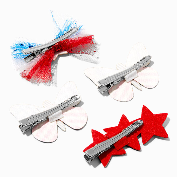 Stars &amp; Stripes Glitter Butterfly Hair Clips - 2 Pack,