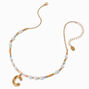 Gold-tone Bubble Initial Pastel Beaded Pendant Necklace - C,