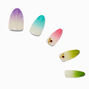 Holographic Seashell Long Almond Vegan Faux Nail Set - 24 Pack,