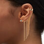 Boucle et manchette d&rsquo;oreille reli&eacute;es par une frange couleur dor&eacute;e,