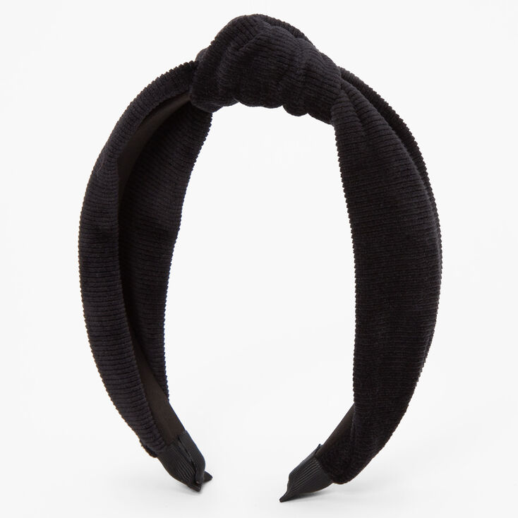Black Corduroy Knotted Headband,