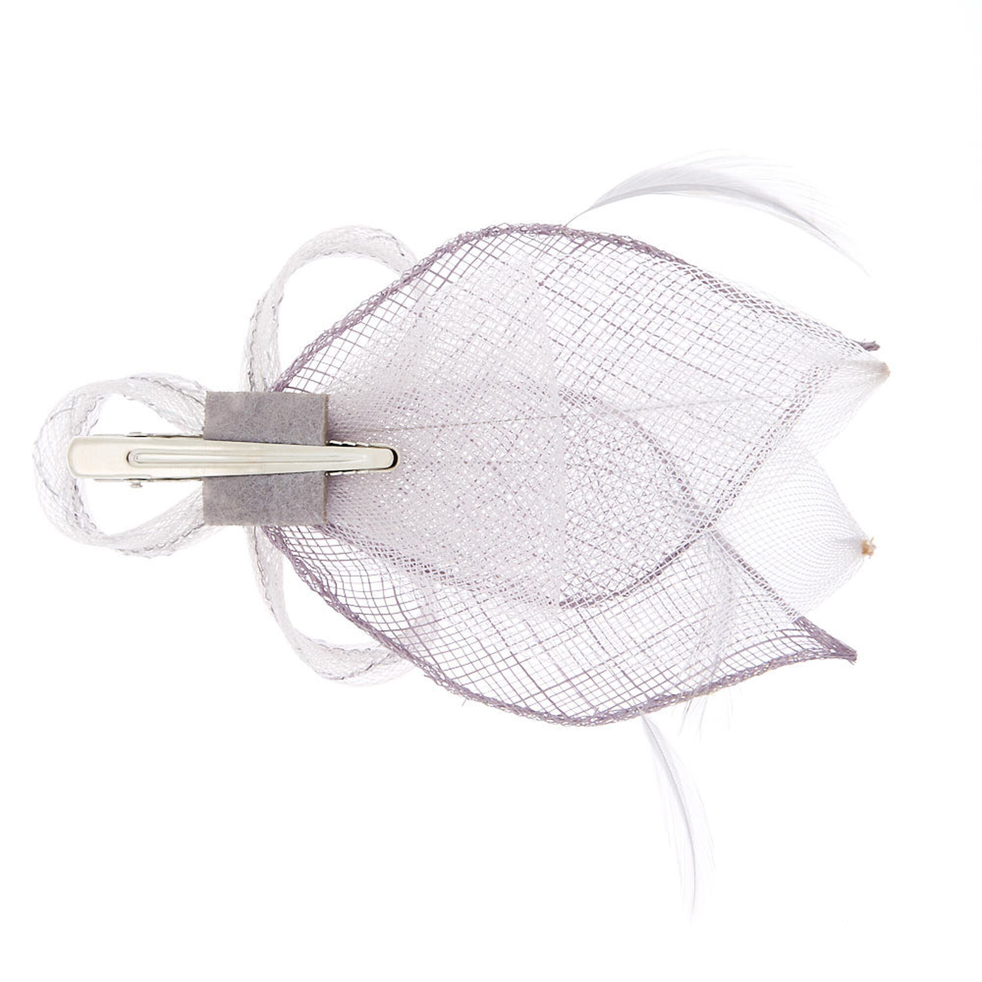 Embellished Teardrop Fascinator Hair Clip - Grey,