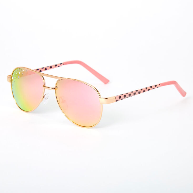 Claire's Lunettes de soleil aviateur cœurs Claire's Club - Rose