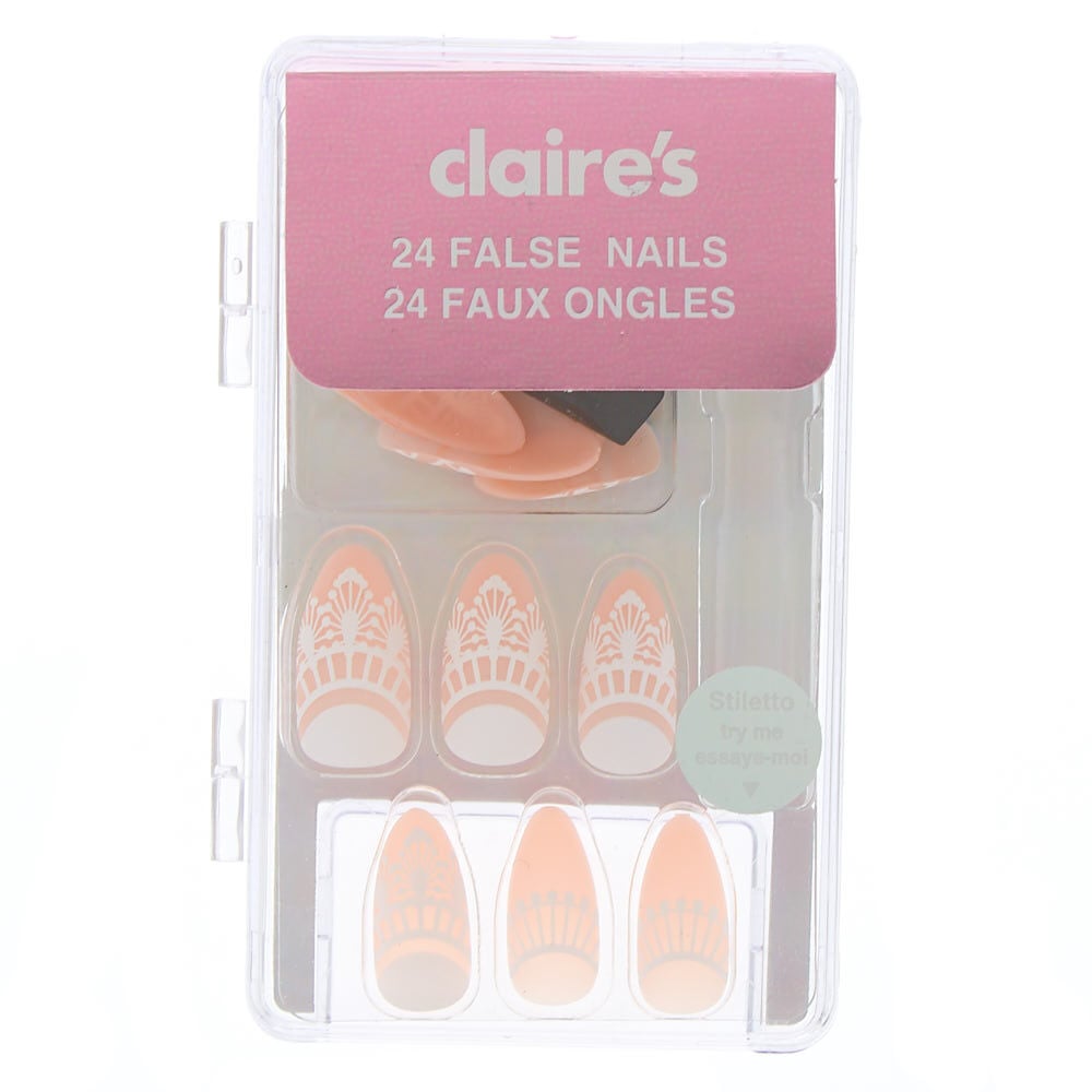 Henna Faux Nail Set - Nude, 24 Pack,