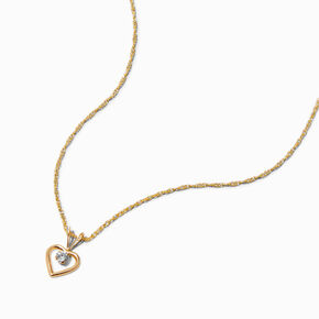C LUXE by Claire&#39;s 14k Yellow Gold Cubic Zirconia Heart Pendant Necklace,