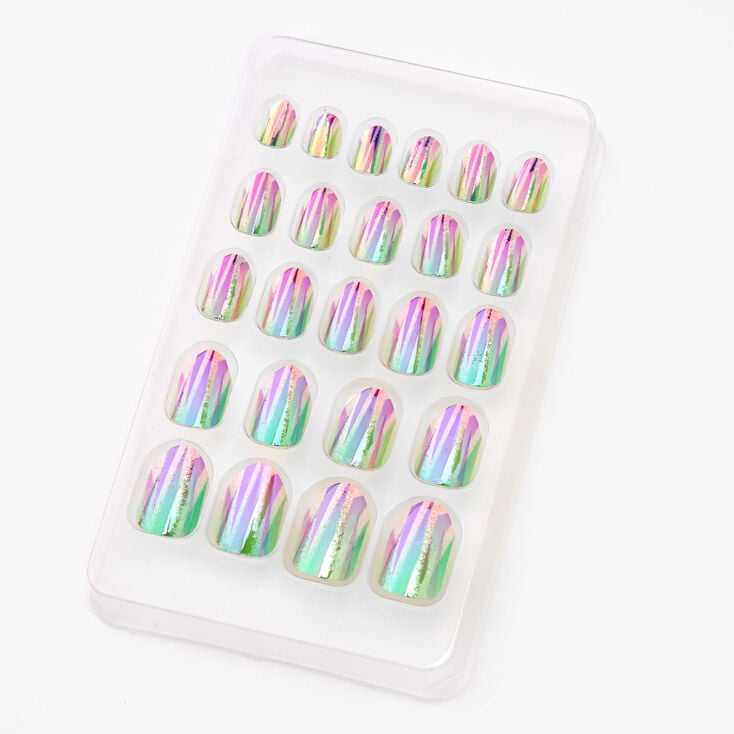 Ombre Iridescent Stiletto Press On Faux Nail Set - 24 Pack,