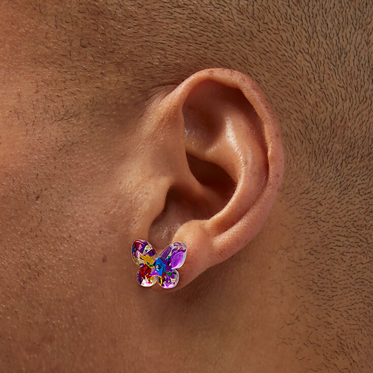 Glitter Butterfly Stud Earrings - 3 Pack,
