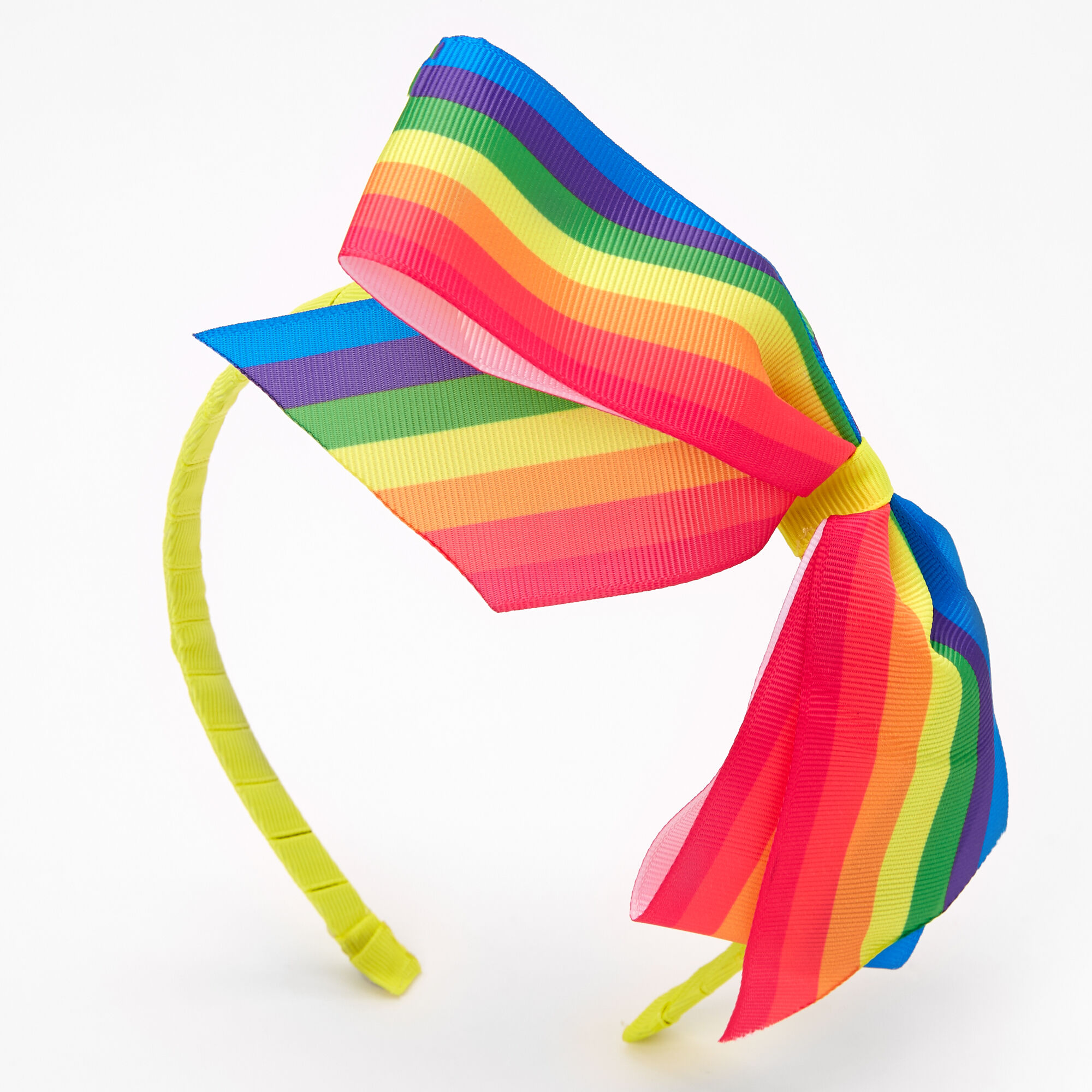 Rainbow Striped Giant Bow Headband Claire s