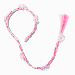 Claire&#39;s Club Pink Flower Braided Headband,