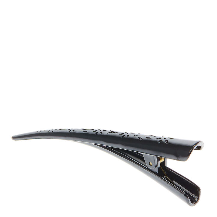 Floral Filigree Beak Hair Clip - Black,