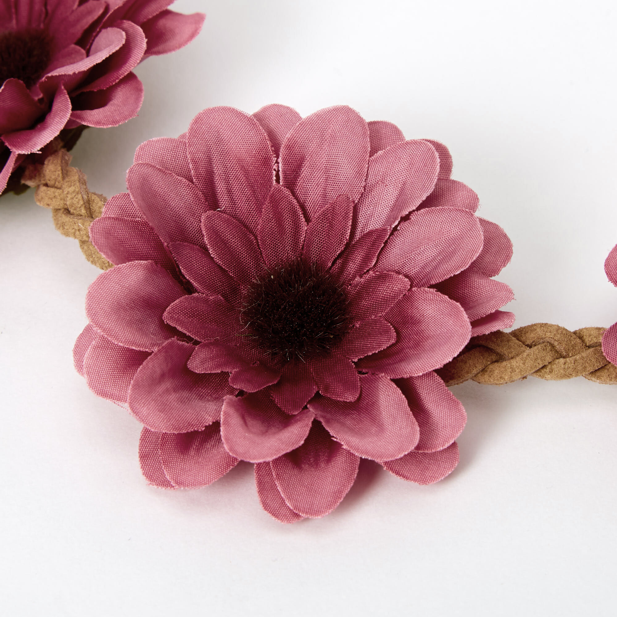 Daisy Braided Tie Headwrap - Berry,