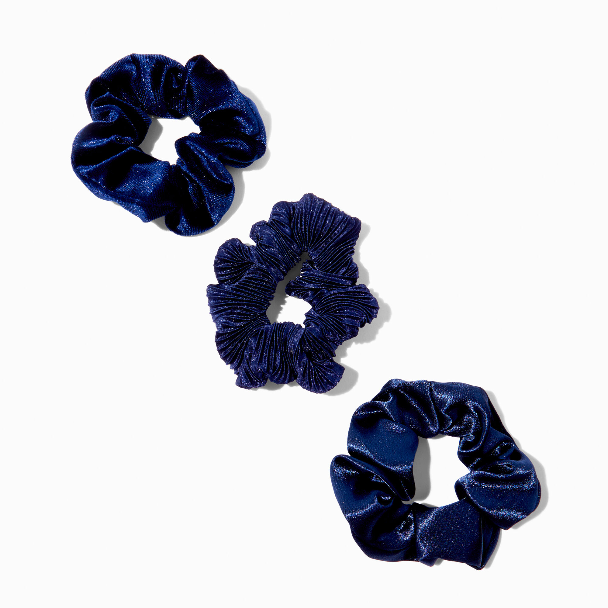 Navy Mixed Hair Scrunchies - 3 Pack,