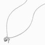 Silver-tone Crystal Lock &amp; Key Pendant Necklace,
