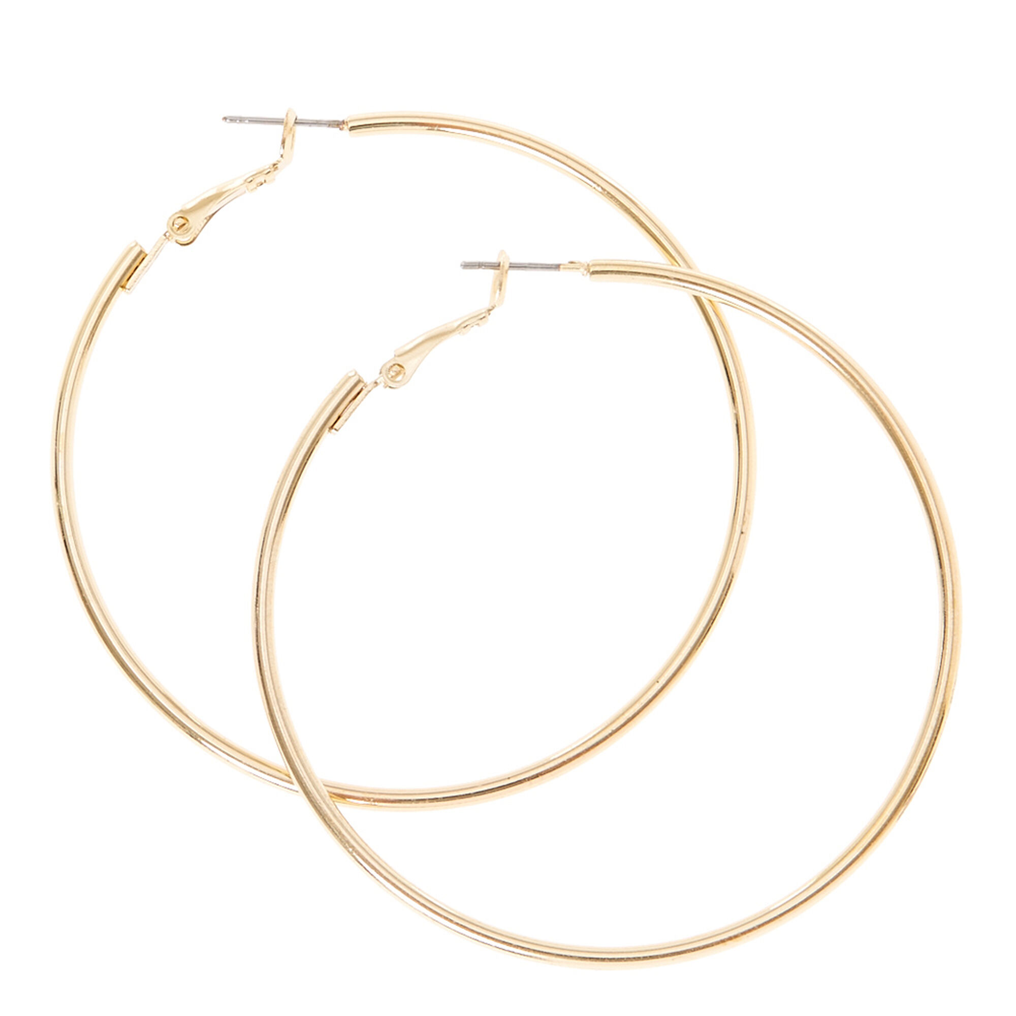 View Claires Tone 60MM Hoop Earrings Gold information
