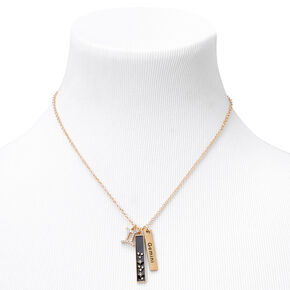 Gold Rectangular Zodiac Pendant Necklace - Gemini,