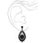 2.5&quot; Crystal Teardrop Drop Earrings - Black,