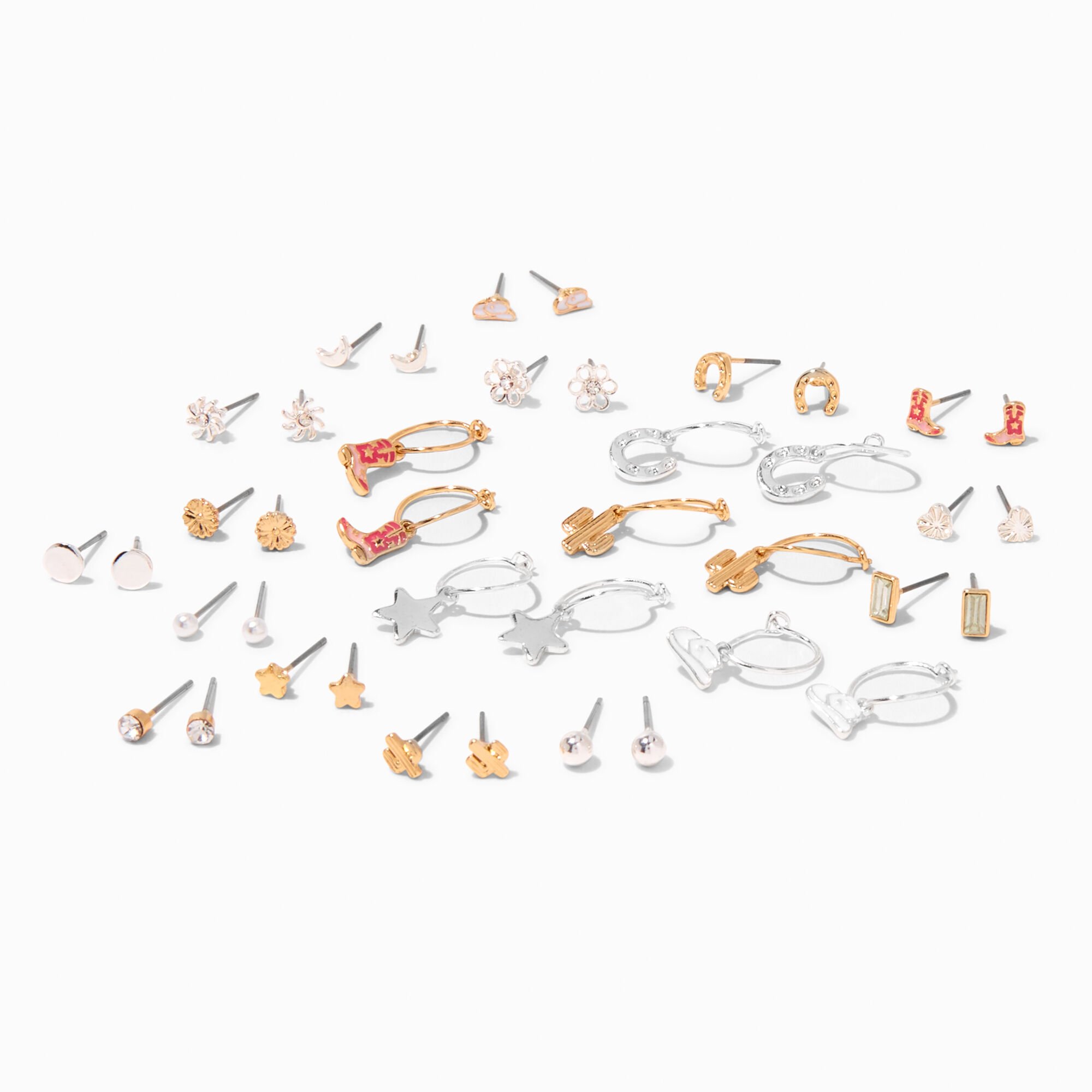 Mixed Metal Western Earring Stackables Set - 20 Pack,