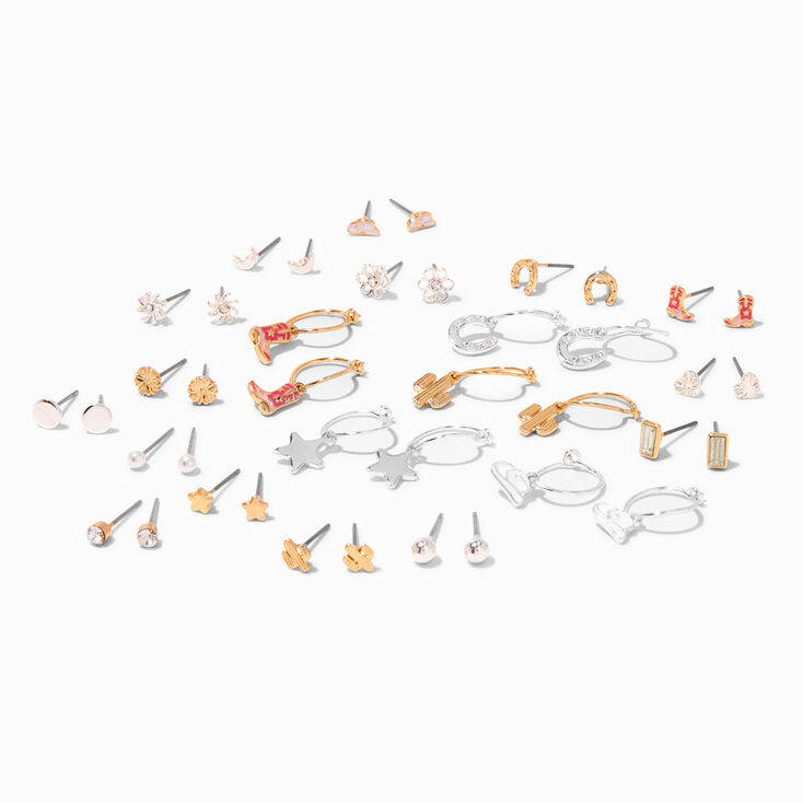 Mixed Metal Western Earring Stackables Set - 20 Pack,