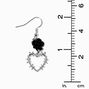 Black Rose Barbed Wire Heart 1&quot; Drop Earrings ,