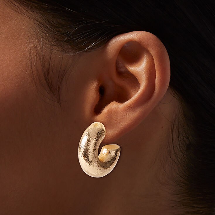 Gold-tone Thick Foil Hoop Earrings,
