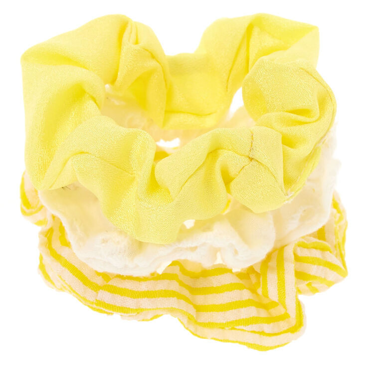 Claire&#39;s Club Small Striped Hair Scrunchies - Yellow, 3 Pack,