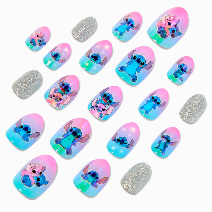 Disney Stitch Claire&#39;s Exclusive Bling Stiletto Press On Faux Nail Set - 20 Pack,