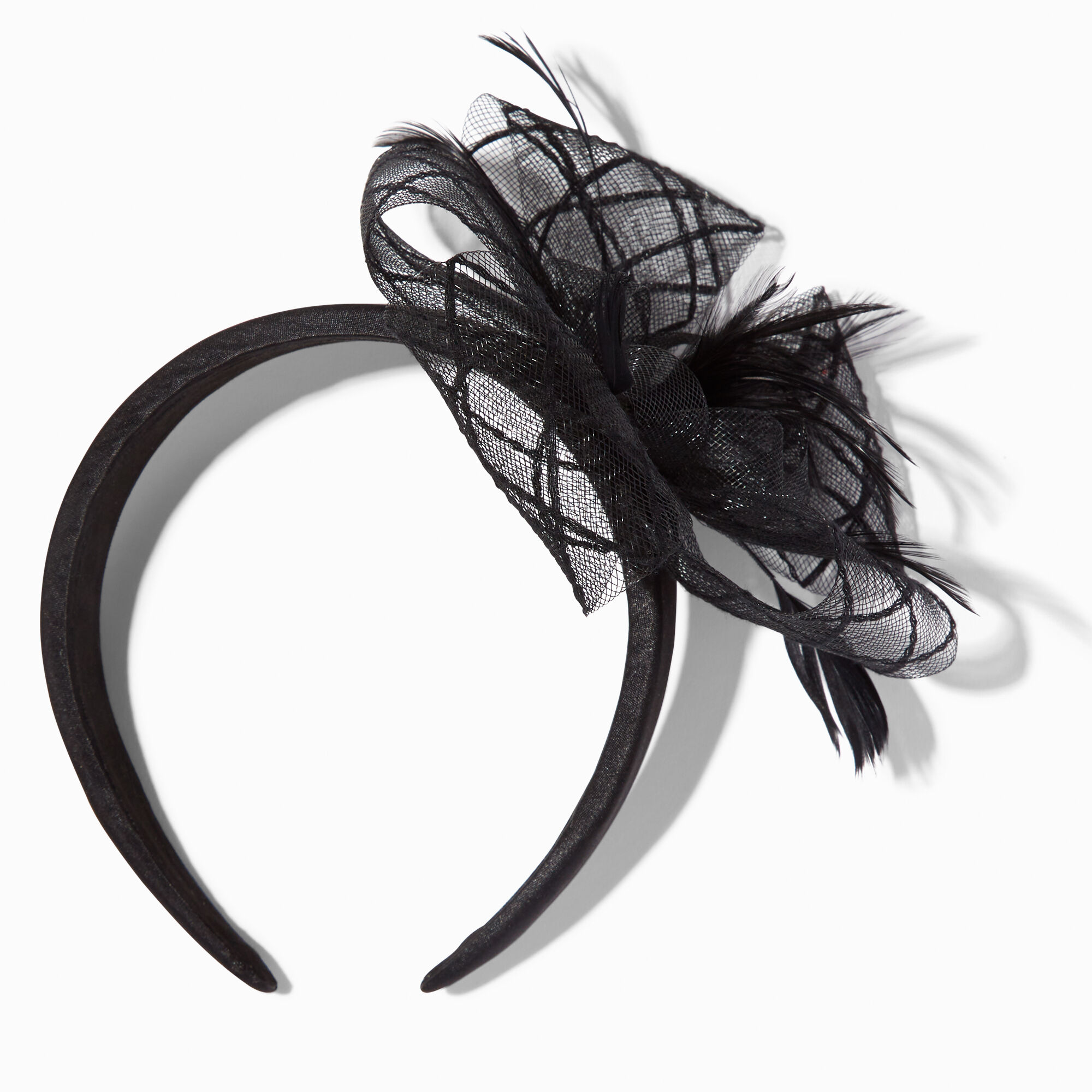 View Claires Feather Tulle Fascinator Bow Headband Black information
