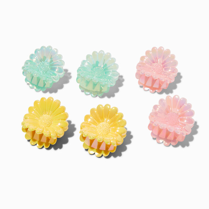 Yellow, Blue &amp; Pink Sunflower Hair Claws - 6 Pack,