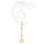Gold Flower Beaded 2&quot; Drop Earrings,