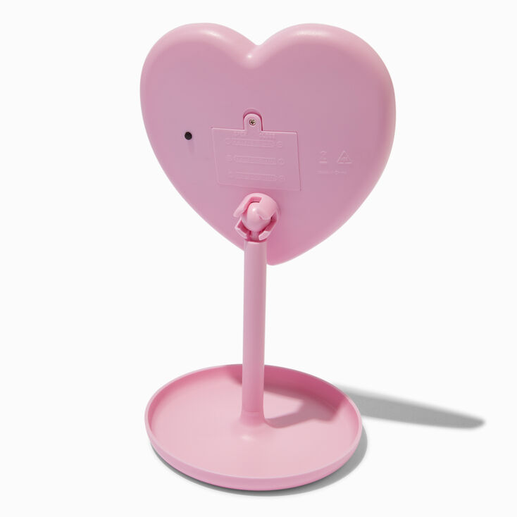 Pink Heart Light-Up Stand Mirror,