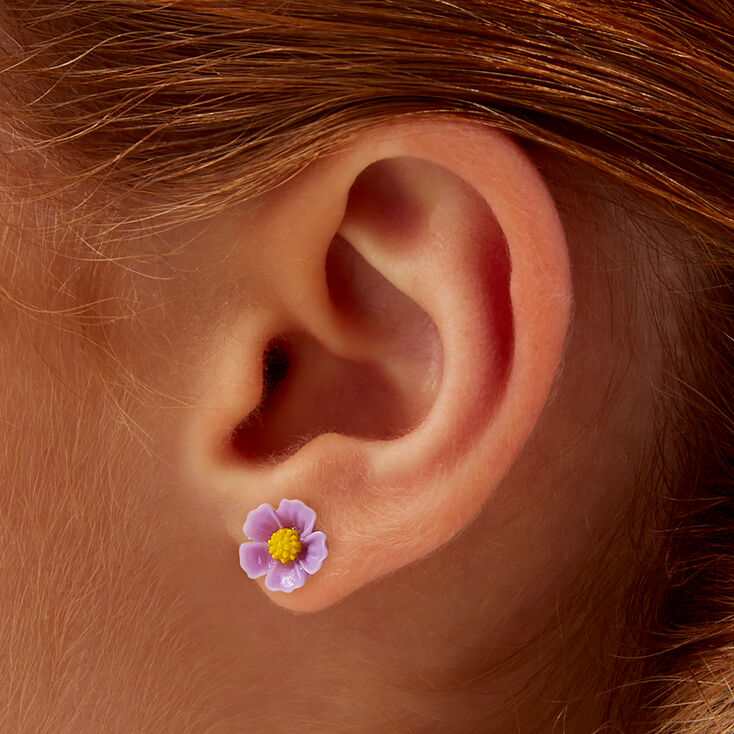 Carved Flower Earrings - 3 Pack,