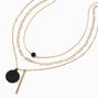 Black Disc Gold-tone Multi-Strand Necklace,